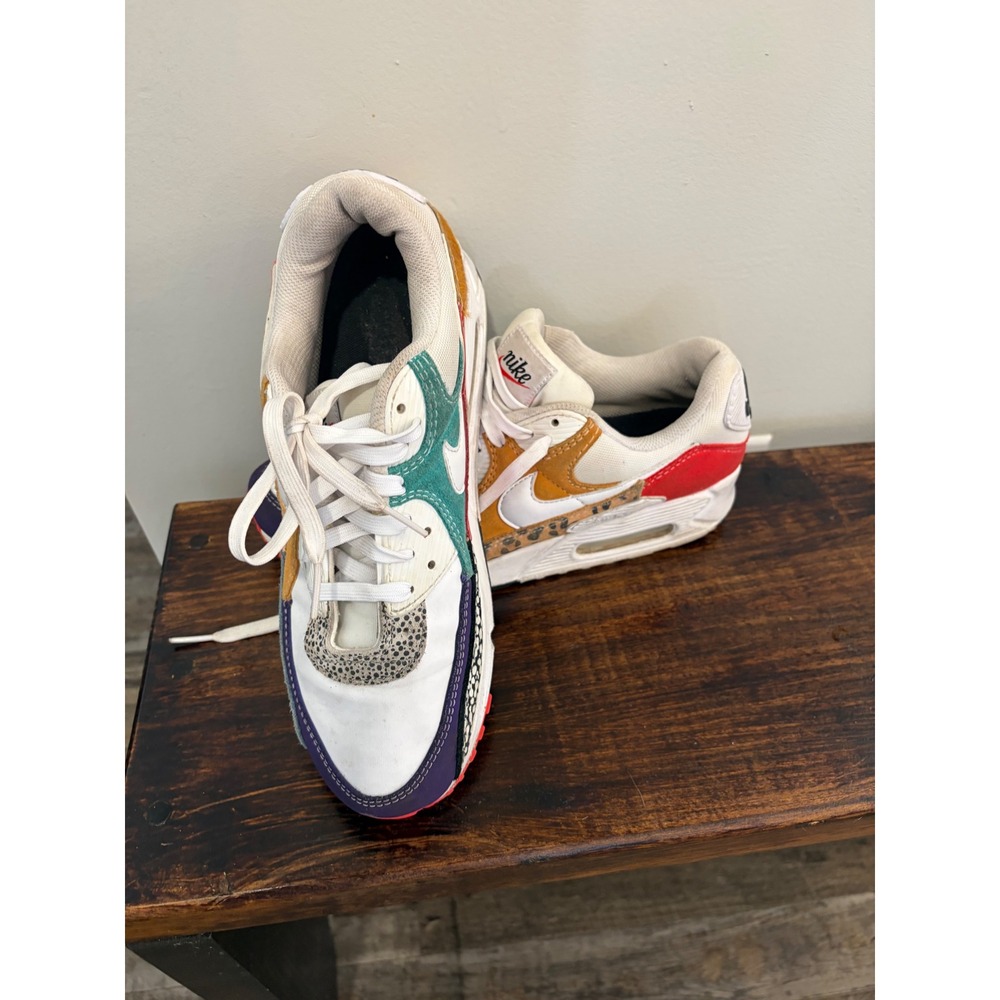 Nike Air Max 90 SE Patchwork Multi Color Animal Print DH5075-100 Womens 9.5